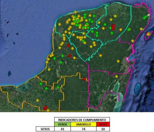 Fig 1. Calidad del agua subterránea en la Península de Yucatán. Promedio del periodo 2020.